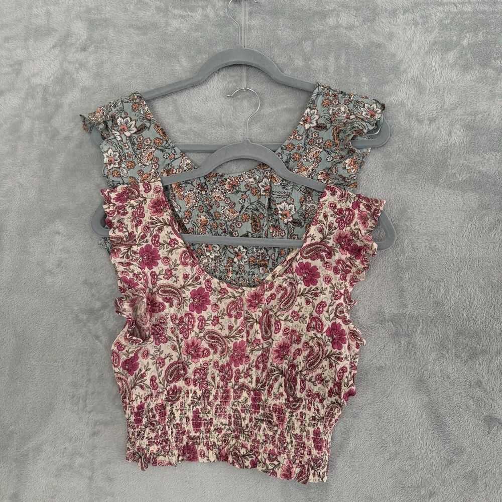 Lot of 2 Patrons of Peace Crop Tank Tops Womens XS Boho Sleeveless Festival NWT